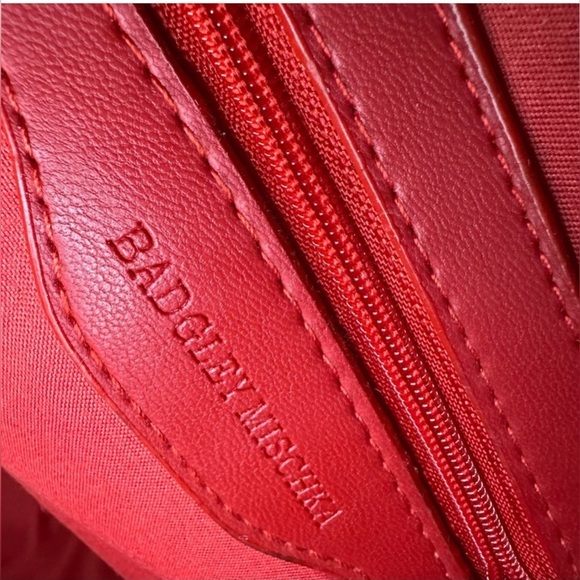 NEW! Badgley Mischka Red Diamond Quilted Gold Studded Vegan Leather Backpack NWT